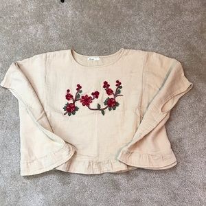 IDOL MIND Floral EMBROIDERED Crop BOHO Ruffled TOP